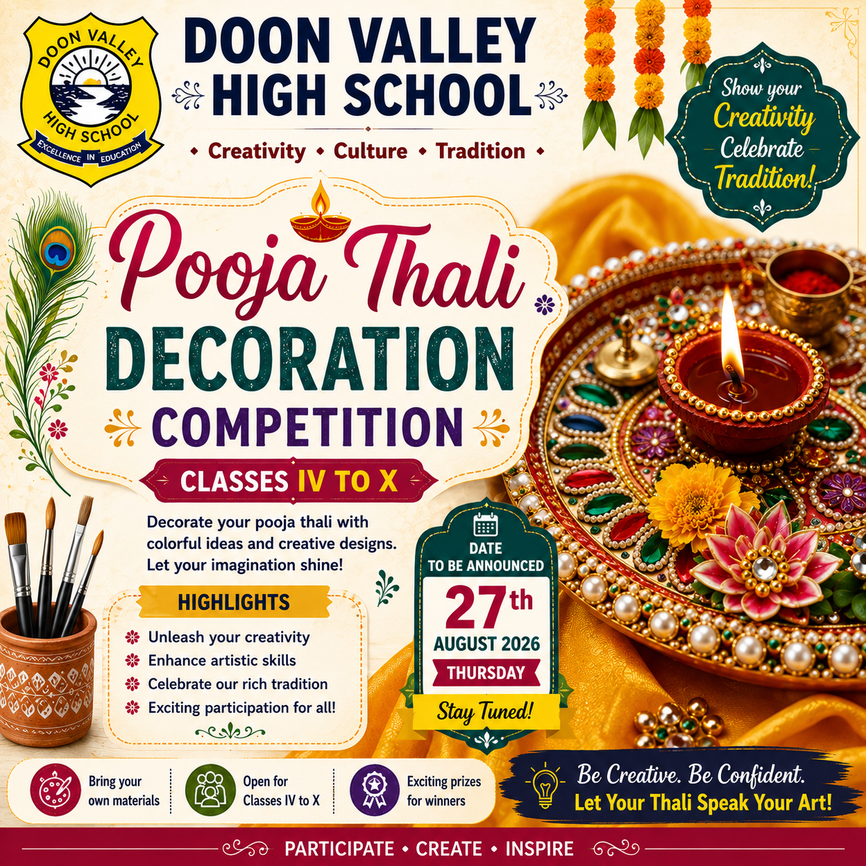Pooja Thali Decoration Competition (IV to X)