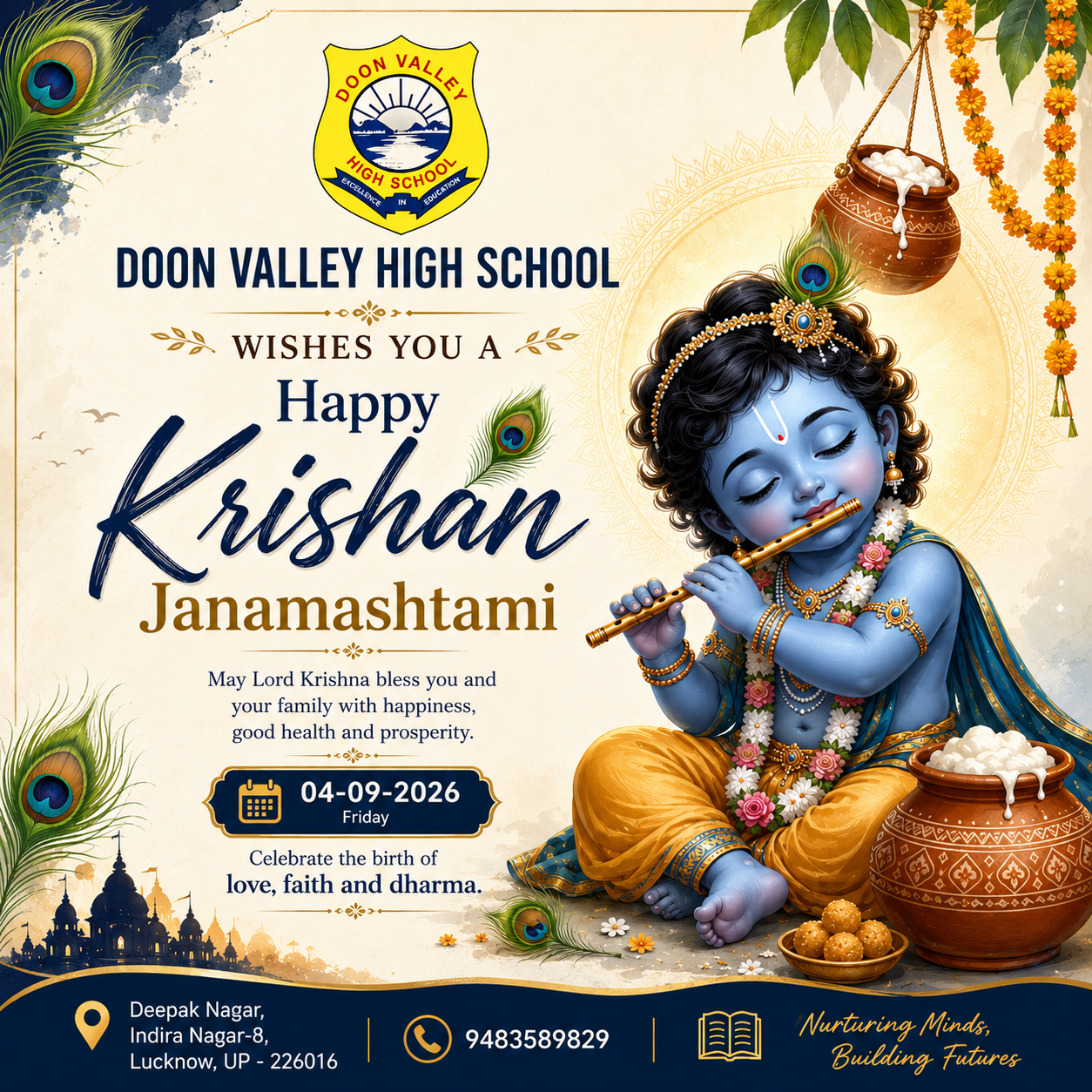 🦚 Happy Krishna Janmashtami 🦚