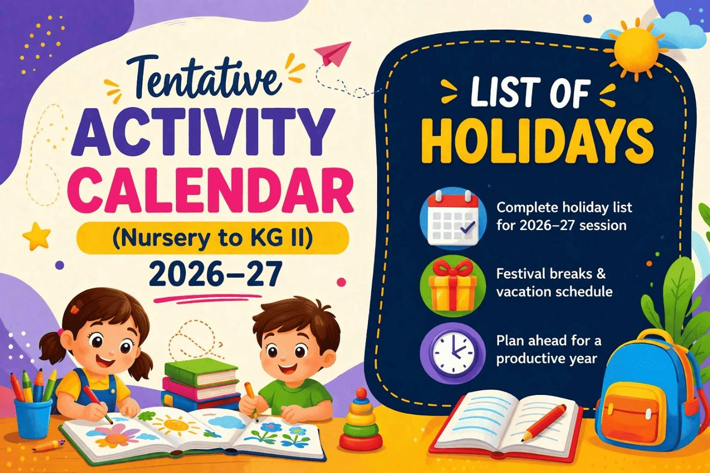 Tentative Activity Calendar (Nursery to KG II) 2026–27